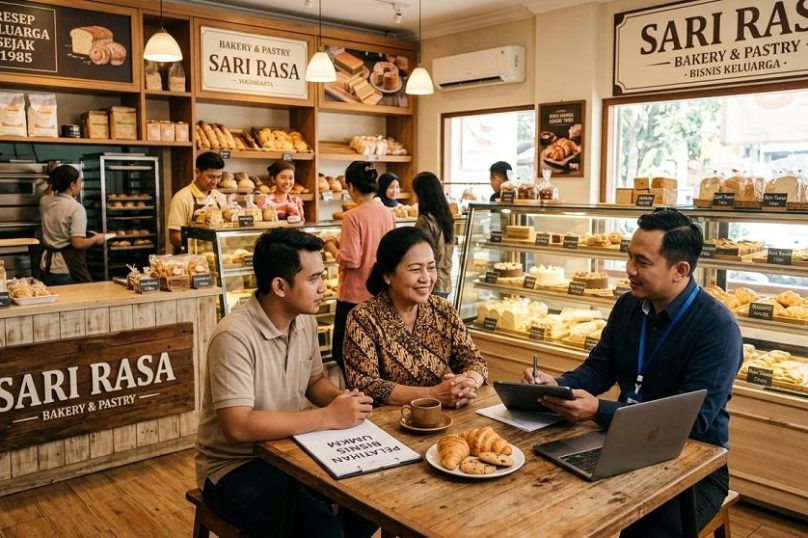 Ilustrasi usaha keluarga menggunakan jasa konsultasi manajemen dan bisnis